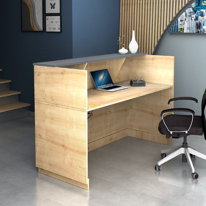 Γραφείο υποδοχής - reception Gemini Megapap χρώμα φυσικό οξιάς - ανθρακί 180x70x110εκ. - Hippiehome.gr