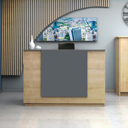 Γραφείο υποδοχής - reception Gemini Megapap χρώμα φυσικό οξιάς - ανθρακί 180x70x110εκ. - Hippiehome.gr