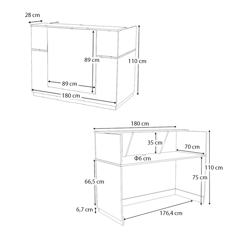 Γραφείο υποδοχής - reception Gemini Megapap χρώμα φυσικό οξιάς - ανθρακί 180x70x110εκ. - Hippiehome.gr