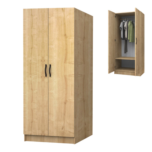 Ντουλάπα ρούχων Vivian Megapap δίφυλλη χρώμα φυσικό οξιάς 80x51,8x181εκ. - Hippiehome.gr
