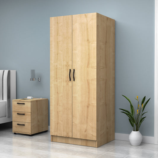 Ντουλάπα ρούχων Vivian Megapap δίφυλλη χρώμα φυσικό οξιάς 80x51,8x181εκ. - Hippiehome.gr