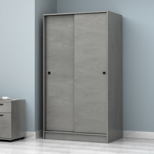 Ντουλάπα ρούχων Regio Megapap δίφυλλη συρόμενη χρώμα γκρι σκυροδέματος 100x60x181εκ. - Hippiehome.gr