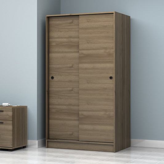 Ντουλάπα ρούχων Regio Megapap δίφυλλη συρόμενη χρώμα καρυδί 100x60x181εκ. - Hippiehome.gr