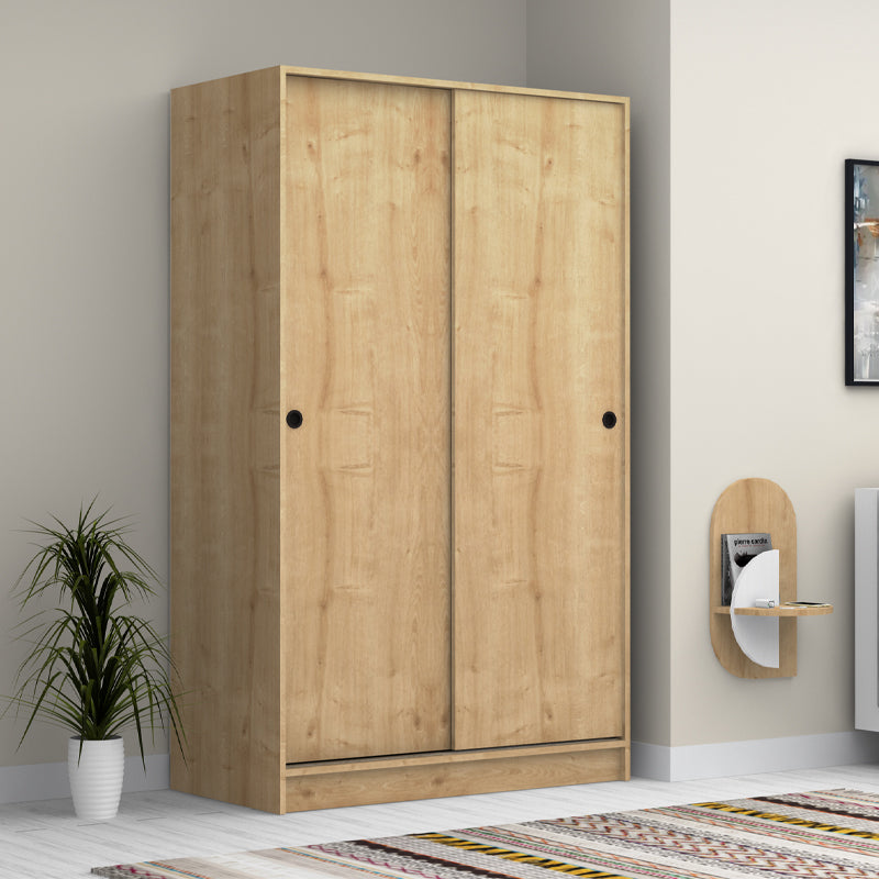 Ντουλάπα ρούχων Regio Megapap δίφυλλη συρόμενη χρώμα φυσικό οξιάς 120x60x200εκ. - Hippiehome.gr