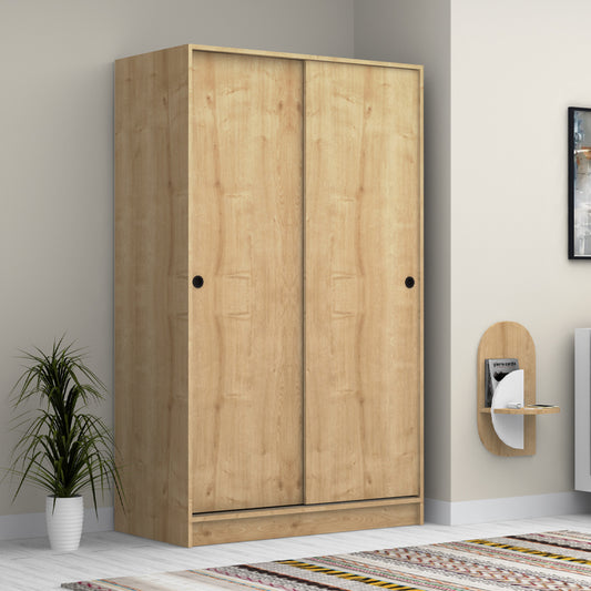 Ντουλάπα ρούχων Regio Megapap δίφυλλη συρόμενη χρώμα φυσικό οξιάς 120x60x200εκ. - Hippiehome.gr