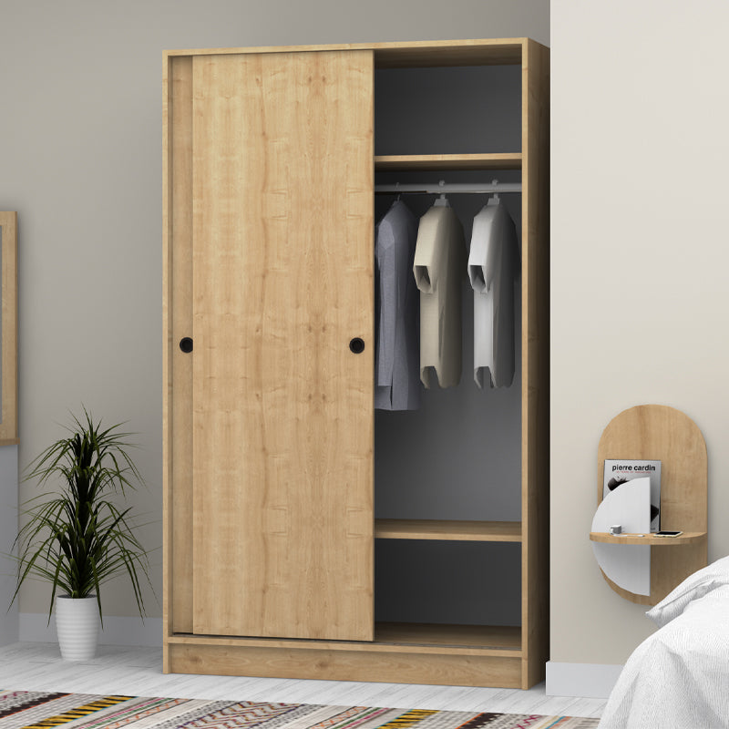 Ντουλάπα ρούχων Regio Megapap δίφυλλη συρόμενη χρώμα φυσικό οξιάς 120x60x200εκ. - Hippiehome.gr