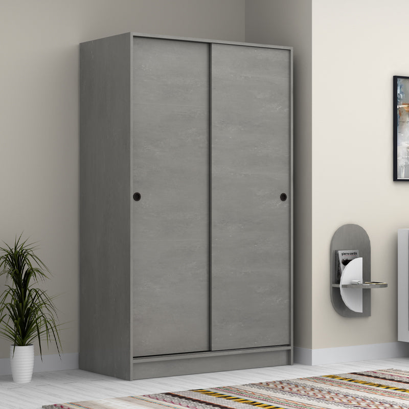 Ντουλάπα ρούχων Regio Megapap δίφυλλη συρόμενη χρώμα γκρι σκυροδέματος 120x60x200εκ. - Hippiehome.gr