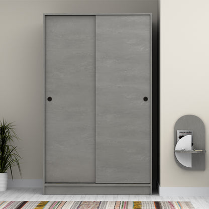 Ντουλάπα ρούχων Regio Megapap δίφυλλη συρόμενη χρώμα γκρι σκυροδέματος 120x60x200εκ. - Hippiehome.gr