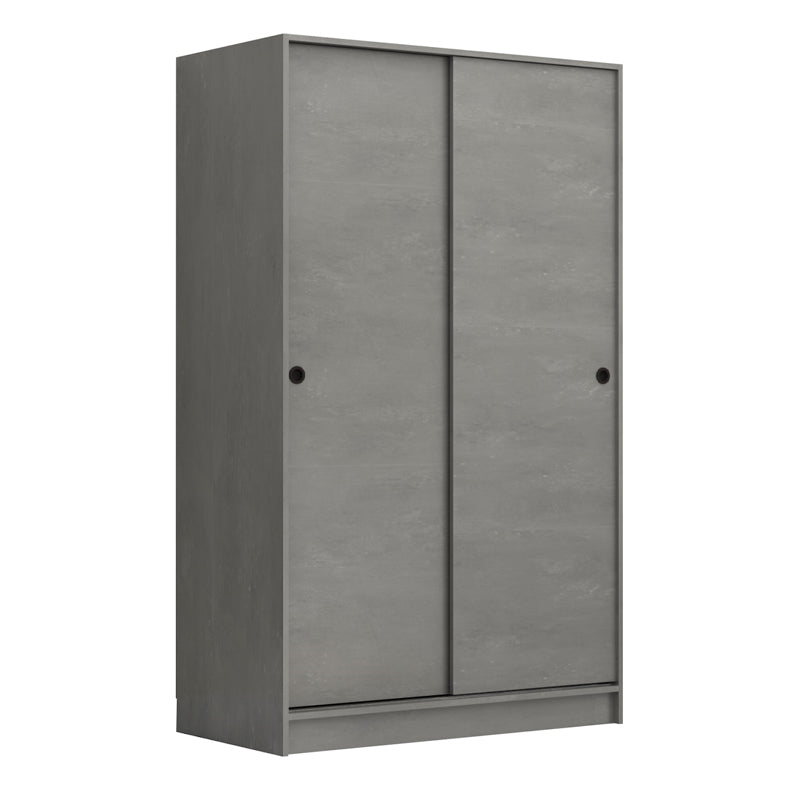 Ντουλάπα ρούχων Regio Megapap δίφυλλη συρόμενη χρώμα γκρι σκυροδέματος 120x60x200εκ. - Hippiehome.gr