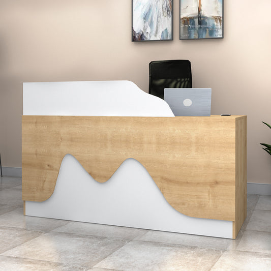 Γραφείο υποδοχής - reception Lione Megapap χρώμα φυσικό οξιάς - λευκό 160x60x100εκ. - Hippiehome.gr