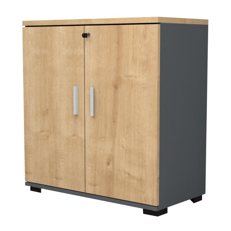 Ντουλάπι γραφείου επαγγελματικό Venturo Megapap χρώμα ανθρακί - φυσικό οξιάς 80x40x80εκ. - Hippiehome.gr