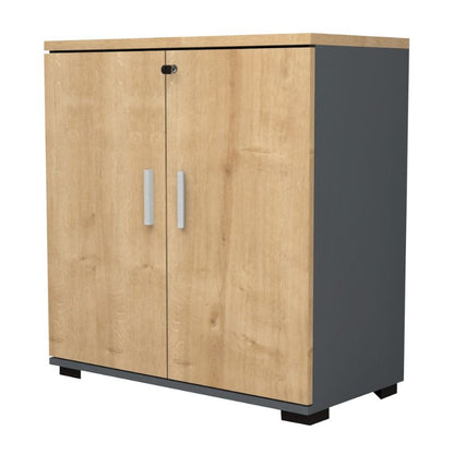 Ντουλάπι γραφείου επαγγελματικό Venturo Megapap χρώμα ανθρακί - φυσικό οξιάς 80x40x80εκ. - Hippiehome.gr