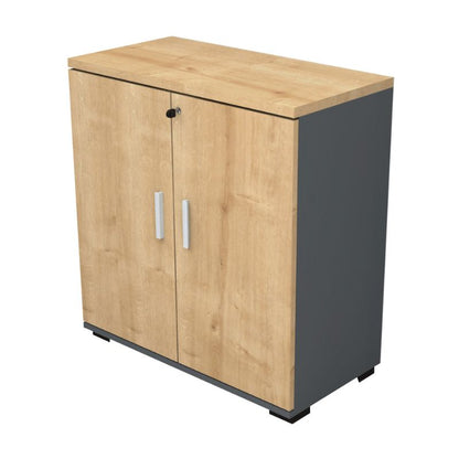 Ντουλάπι γραφείου επαγγελματικό Venturo Megapap χρώμα ανθρακί - φυσικό οξιάς 80x40x80εκ. - Hippiehome.gr