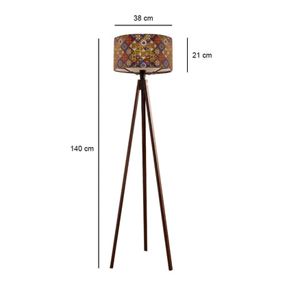 Φωτιστικό δαπέδου Rosling Megapap Mdf/ύφασμα Pvc χρώμα καρυδί - πολύχρωμο 38x38x140εκ. - Hippiehome.gr