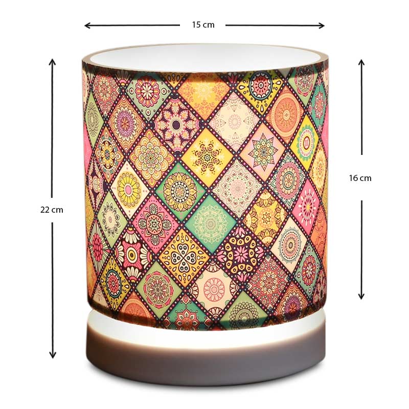 Φωτιστικό επιτραπέζιο Hassard Megapap ύφασμα/Mdf χρώμα πολύχρωμο/λευκό 15x16x22εκ. - Hippiehome.gr