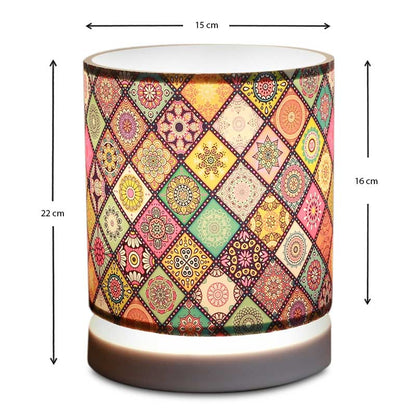 Φωτιστικό επιτραπέζιο Hassard Megapap ύφασμα/Mdf χρώμα πολύχρωμο/λευκό 15x16x22εκ. - Hippiehome.gr