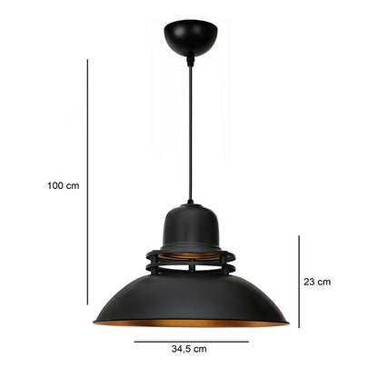 Φωτιστικό οροφής Gerek Megapap E27 μεταλλικό μονόφωτο χρώμα μαύρο Ø34,5x100εκ. - Hippiehome.gr