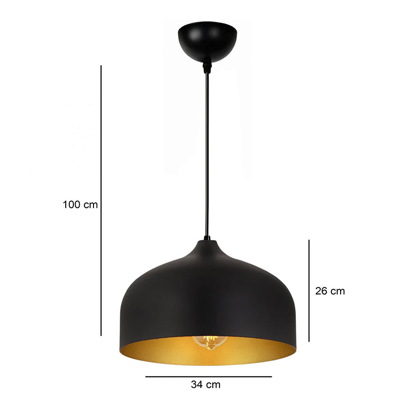 Φωτιστικό οροφής Malvin Megapap E27 μεταλλικό μονόφωτο χρώμα μαύρο Ø34x100εκ. - Hippiehome.gr