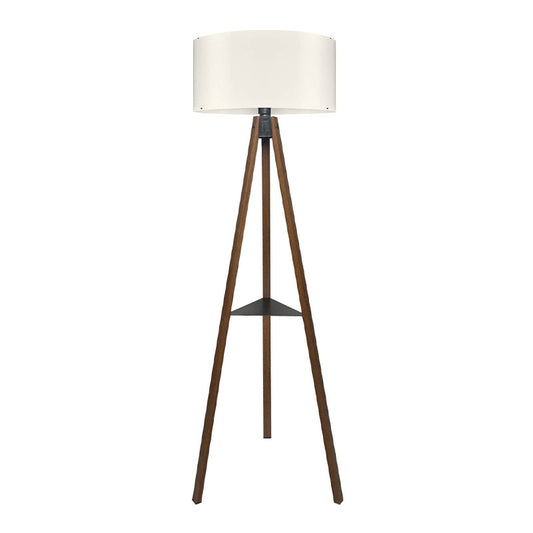 Φωτιστικό δαπέδου Thomas Megapap E27 Mdf/ύφασμα Pvc χρώμα καρυδί - κρεμ 38x38x135εκ. - Hippiehome.gr