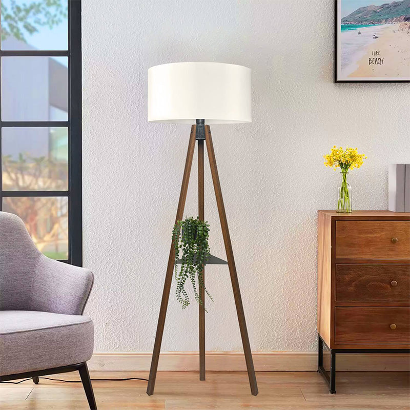 Φωτιστικό δαπέδου Thomas Megapap E27 Mdf/ύφασμα Pvc χρώμα καρυδί - κρεμ 38x38x135εκ. - Hippiehome.gr