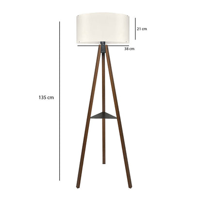 Φωτιστικό δαπέδου Thomas Megapap E27 Mdf/ύφασμα Pvc χρώμα καρυδί - κρεμ 38x38x135εκ. - Hippiehome.gr