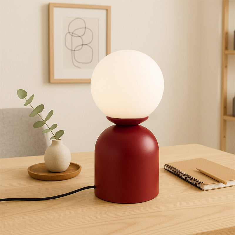 Φωτιστικό επιτραπέζιο Albus Megapap E14 μεταλλικό - γυάλινο χρώμα μπορντώ - λευκό Ø13x28εκ. - Hippiehome.gr