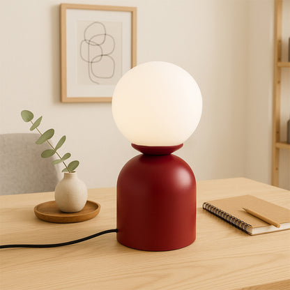 Φωτιστικό επιτραπέζιο Albus Megapap E14 μεταλλικό - γυάλινο χρώμα μπορντώ - λευκό Ø13x28εκ. - Hippiehome.gr