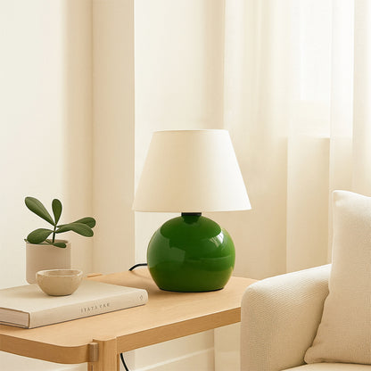 Φωτιστικό επιτραπέζιο Alaska Megapap E27 μεταλλικό - ύφασμα Pvc χρώμα πράσινο - κρεμ Ø22x30εκ. - Hippiehome.gr