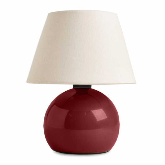 Φωτιστικό επιτραπέζιο Alaska Megapap E27 μεταλλικό - ύφασμα Pvc χρώμα μπορντώ - κρεμ Ø22x30εκ. - Hippiehome.gr