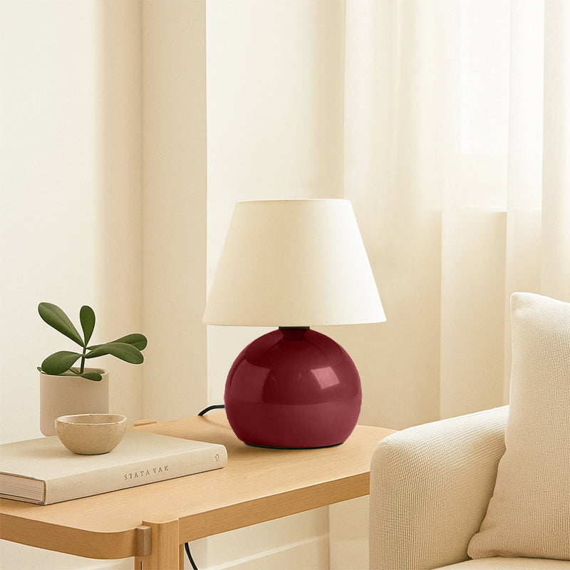 Φωτιστικό επιτραπέζιο Alaska Megapap E27 μεταλλικό - ύφασμα Pvc χρώμα μπορντώ - κρεμ Ø22x30εκ. - Hippiehome.gr