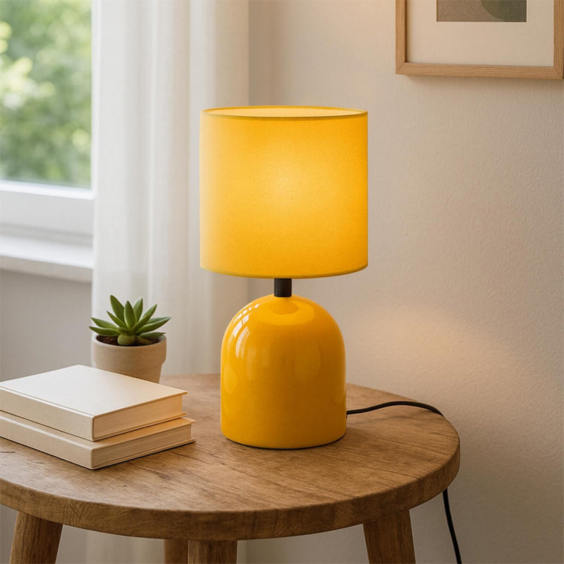 Φωτιστικό επιτραπέζιο Nehora Megapap E27 μεταλλικό - ύφασμα Pvc χρώμα κίτρινο Ø15x30εκ. - Hippiehome.gr