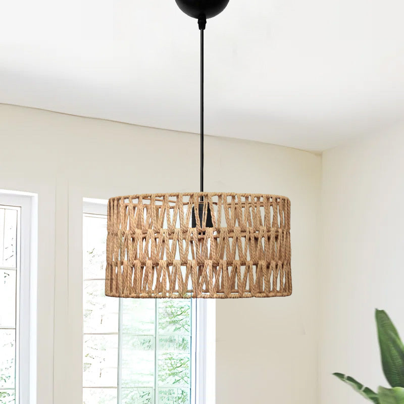 Φωτιστικό οροφής Sarkiz Megapap E27 από σχοινί μονόφωτο χρώμα φυσικό Ø30x70εκ. - Hippiehome.gr