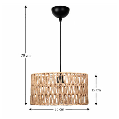 Φωτιστικό οροφής Sarkiz Megapap E27 από σχοινί μονόφωτο χρώμα φυσικό Ø30x70εκ. - Hippiehome.gr
