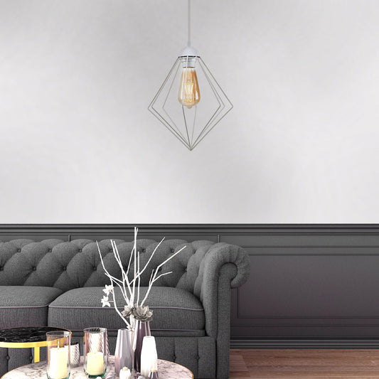 Φωτιστικό οροφής Nura Megapap E27 μεταλλικό μονόφωτο χρώμα λευκό 24x24x72εκ. - Hippiehome.gr