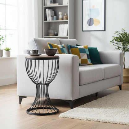 Βοηθητικό τραπεζάκι Aldora Megapap μεταλλικό - Mdf χρώμα μαύρο - καρυδί 35x35x58εκ. - Hippiehome.gr