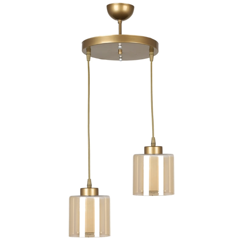 Ceiling lamp Kenedy Megapap E27 metal - glass two-light color gold Ø25x80cm.