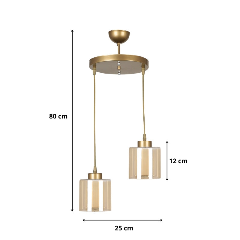 Ceiling lamp Kenedy Megapap E27 metal - glass two-light color gold Ø25x80cm.