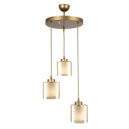 Ceiling lamp Kenedy Megapap E27 metal - glass three-light color gold Ø30x95cm.