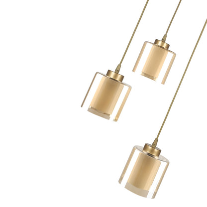 Ceiling lamp Kenedy Megapap E27 metal - glass three-light color gold Ø30x95cm.