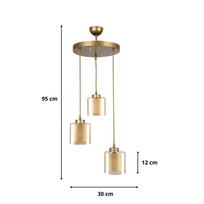 Ceiling lamp Kenedy Megapap E27 metal - glass three-light color gold Ø30x95cm.