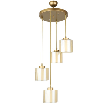 Ceiling lamp Kenedy Megapap E27 metal - glass four-light color gold Ø35x100cm.