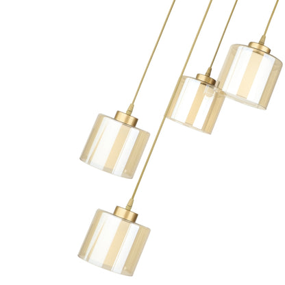 Ceiling lamp Kenedy Megapap E27 metal - glass four-light color gold Ø35x100cm.