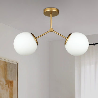 Ceiling lamp Alison Megapap E27 metal - glass two-light color gold Ø50x30cm.