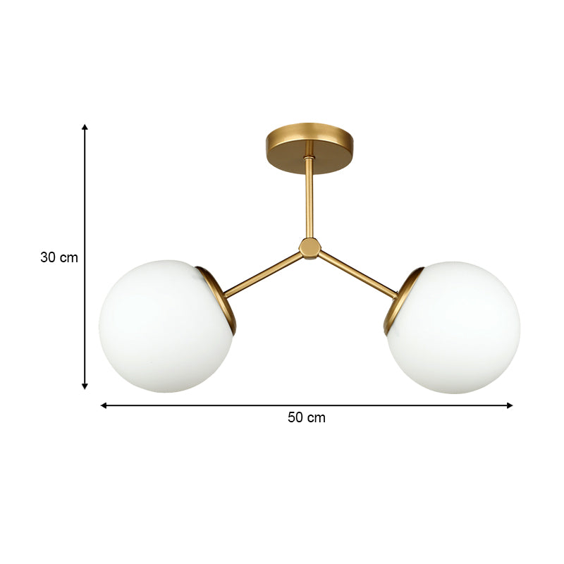 Ceiling lamp Alison Megapap E27 metal - glass two-light color gold Ø50x30cm.