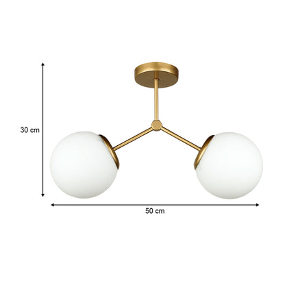 Ceiling lamp Alison Megapap E27 metal - glass two-light color gold Ø50x30cm.