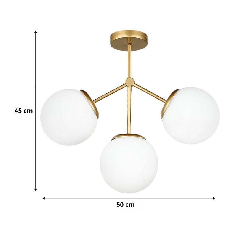 Ceiling lamp Alison Megapap E27 metal - glass three-light color gold Ø50x45cm.