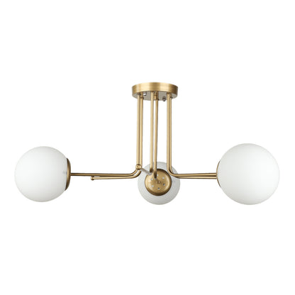 Ceiling lamp Maxidex Megapap E27 metal - glass three-light color gold Ø70x50cm.