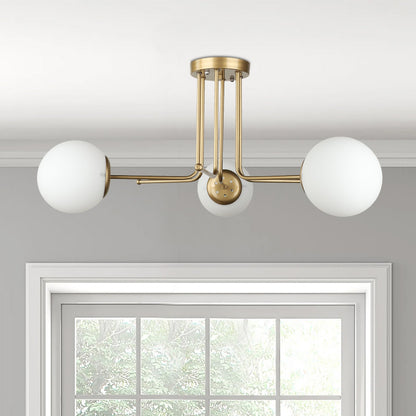 Ceiling lamp Maxidex Megapap E27 metal - glass three-light color gold Ø70x50cm.