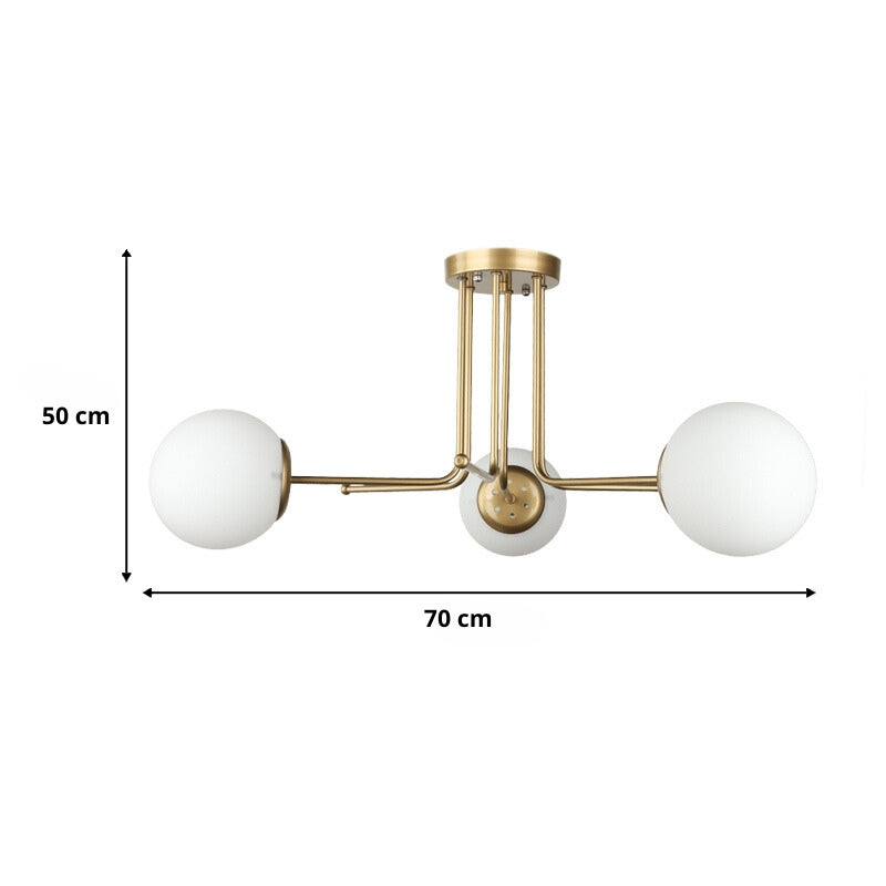 Ceiling lamp Maxidex Megapap E27 metal - glass three-light color gold Ø70x50cm.