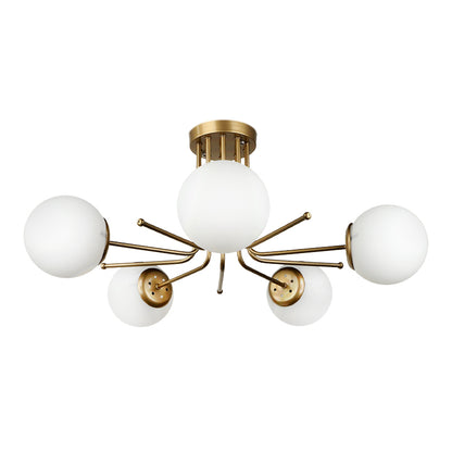 Ceiling lamp Maxidex Megapap E27 metal - glass five-light color gold Ø80x50cm.